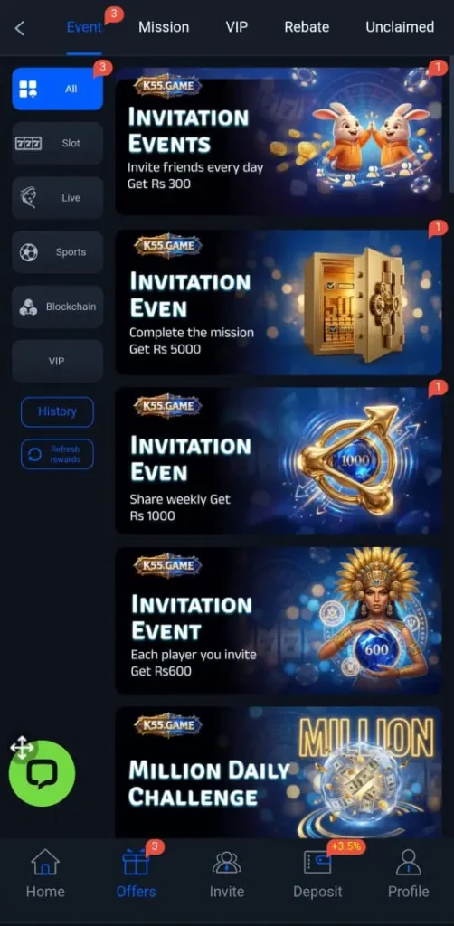 Screenshot Of K55 Game Offers