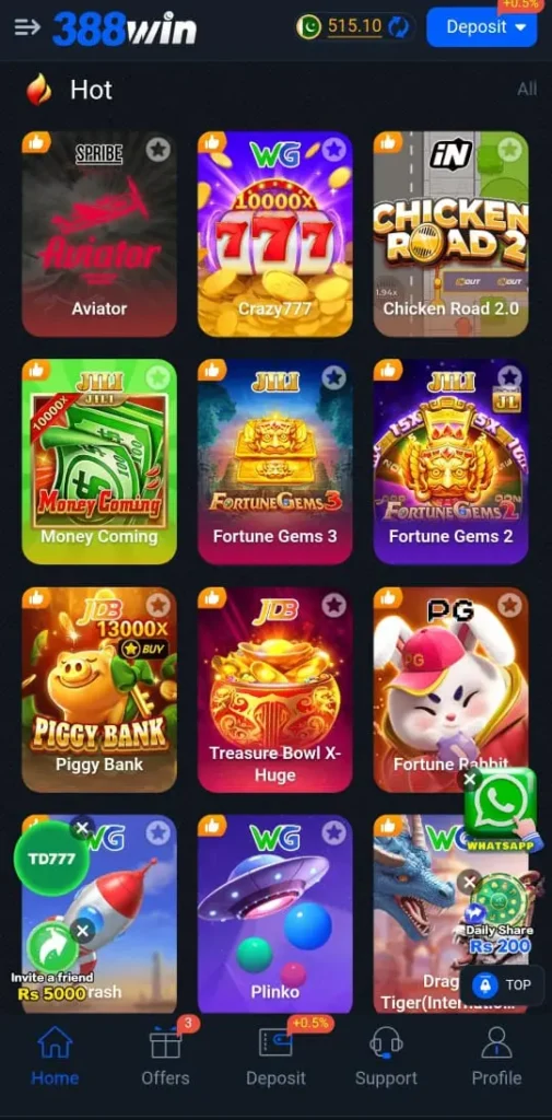 388win Game Interface