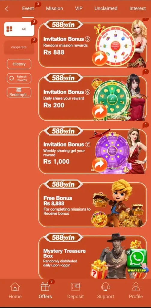 588win Game Bonuses