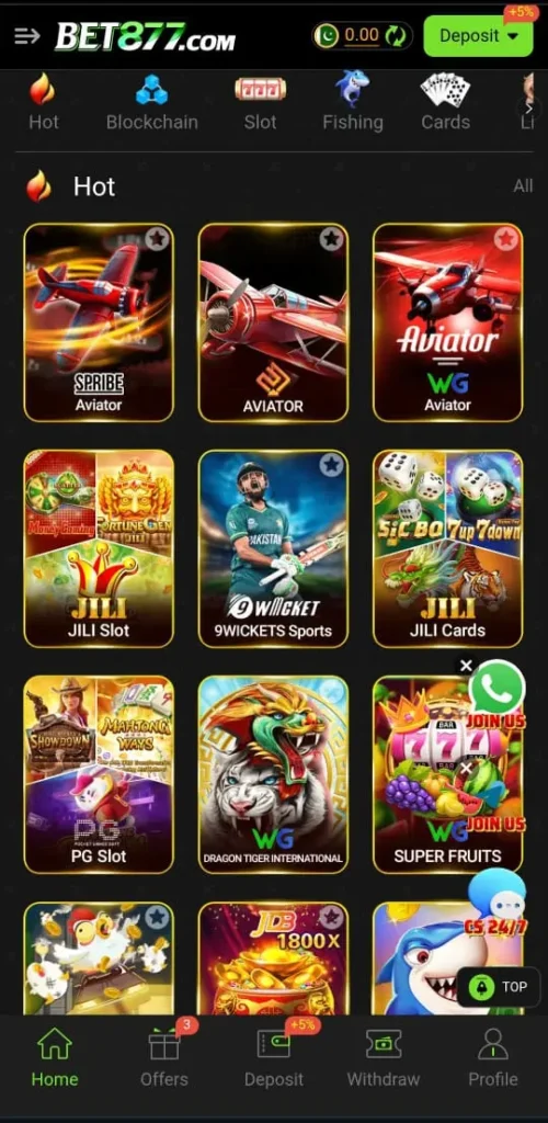 BET877 Game Interface