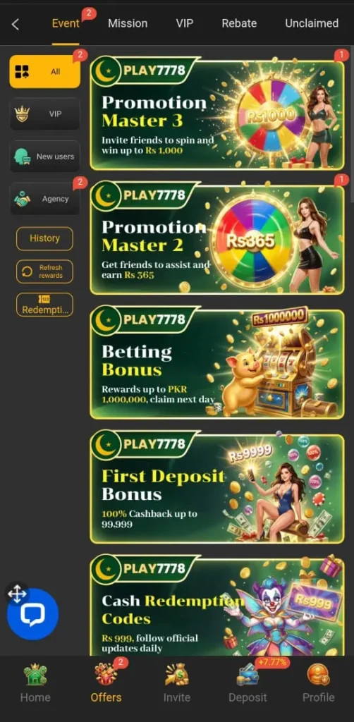 PLAY7778 Game Offers
