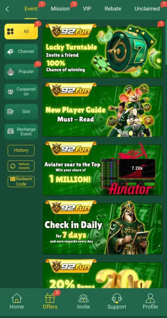 92FUN Game Bonuses & Rewards