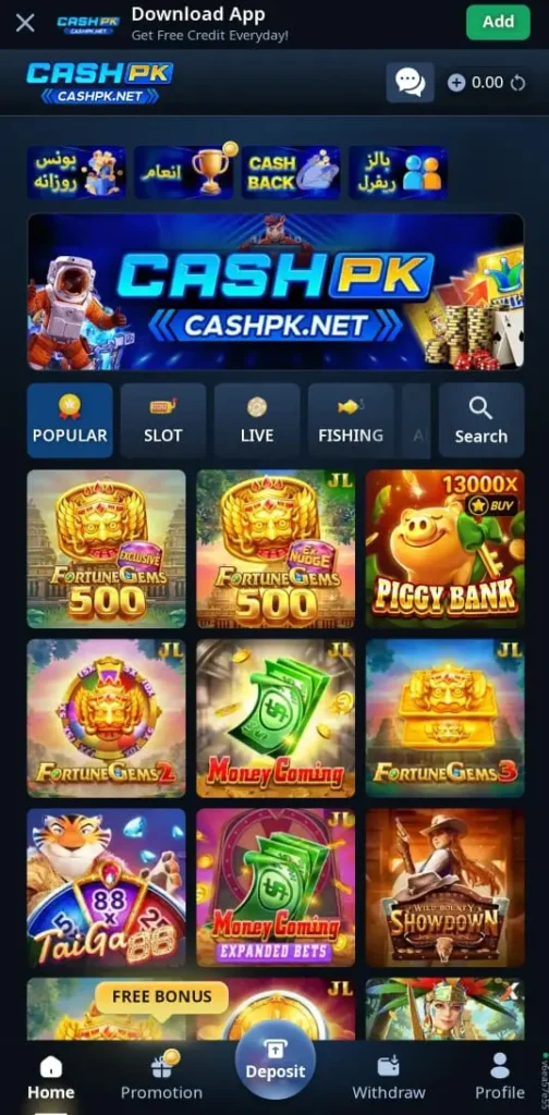 CASHPK Game Interface