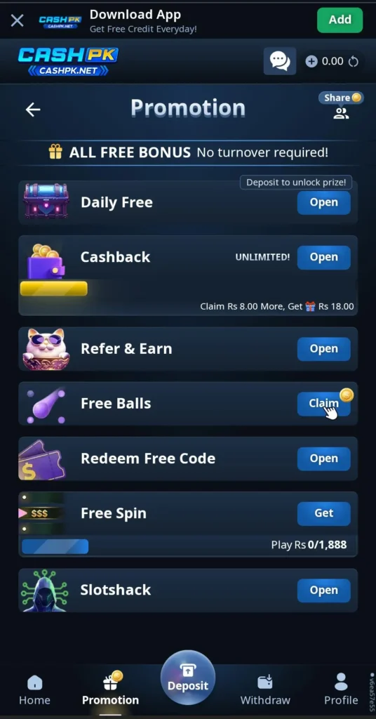 CASHPK Game Bonuses