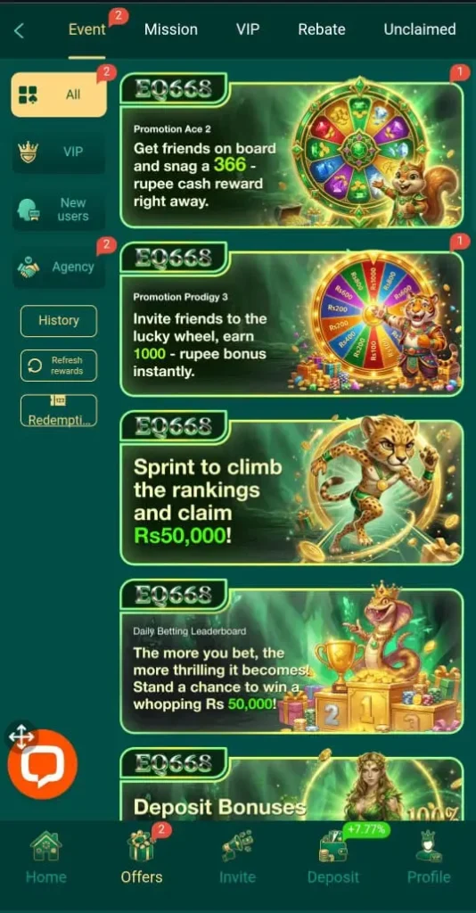 EQ668 Game Offers