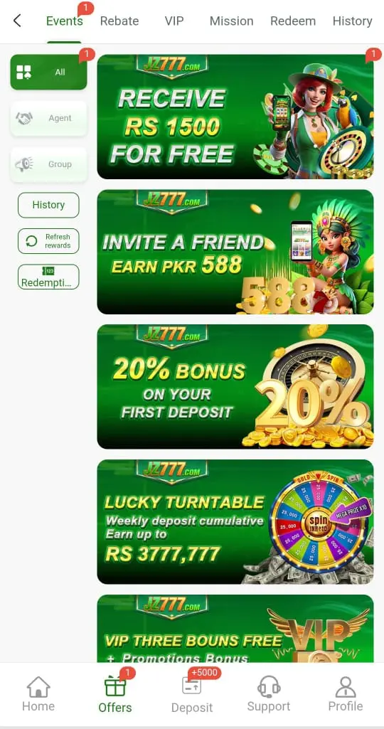 JZ777 Game Bonuses