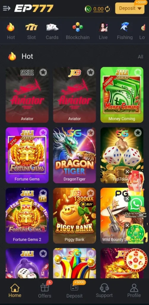 EP777 Game APP Interface
