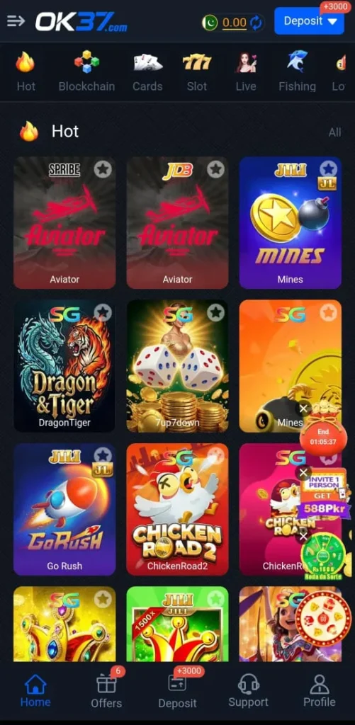 OK37 Game Home Screen