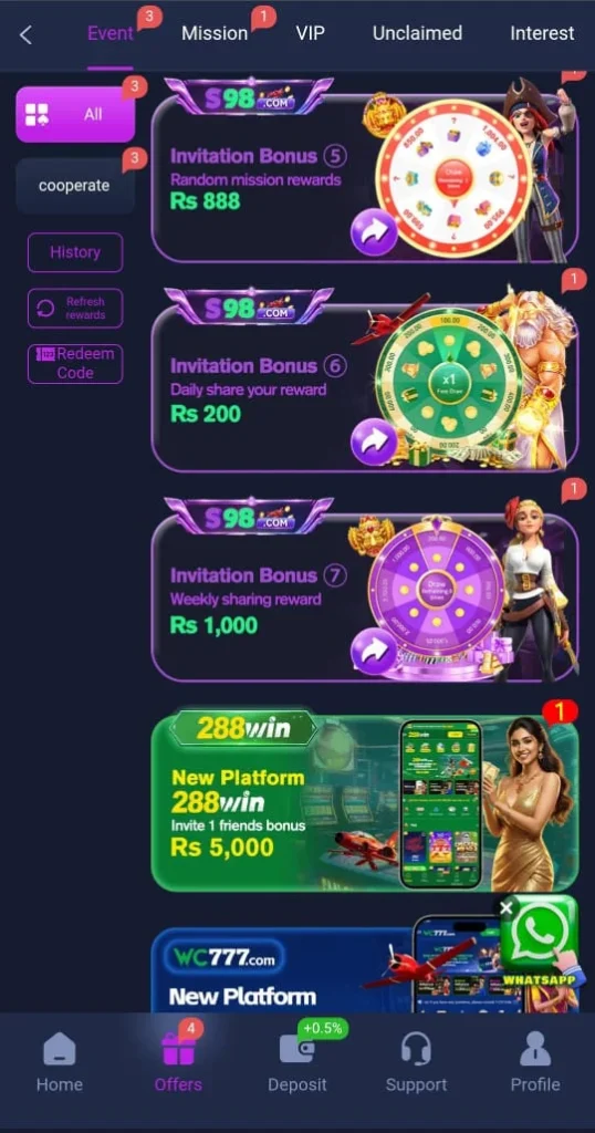 S98 Game  Promotions