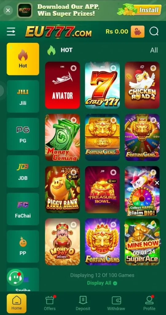 Hot Games in EU777 Game