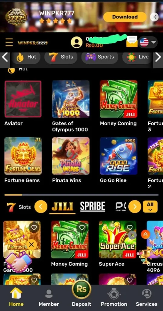 Hot Games in WINPKR777 Game
