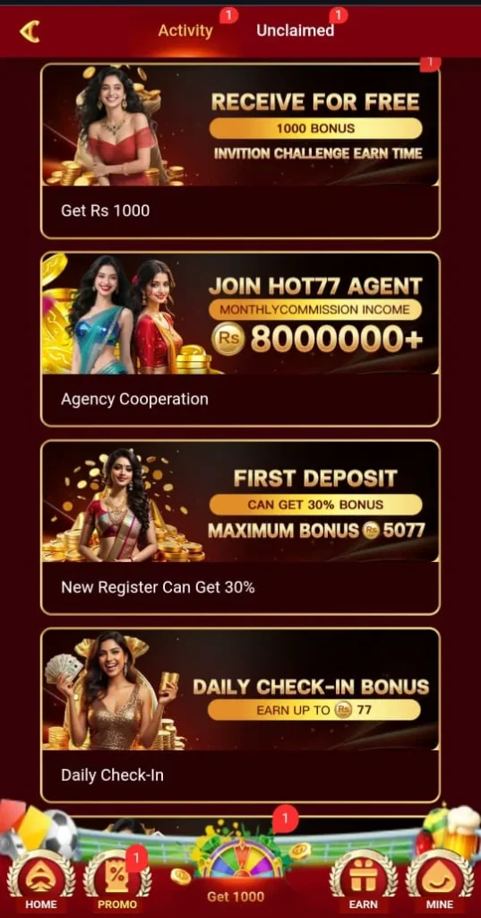 Promotional Events on Hot77 Game