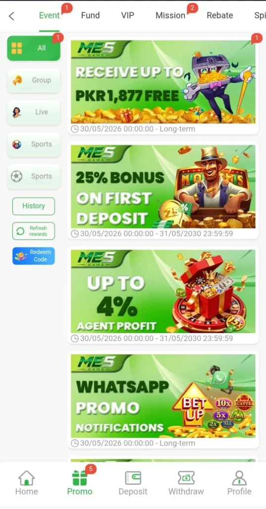 Promotion Events in ME5 Game
