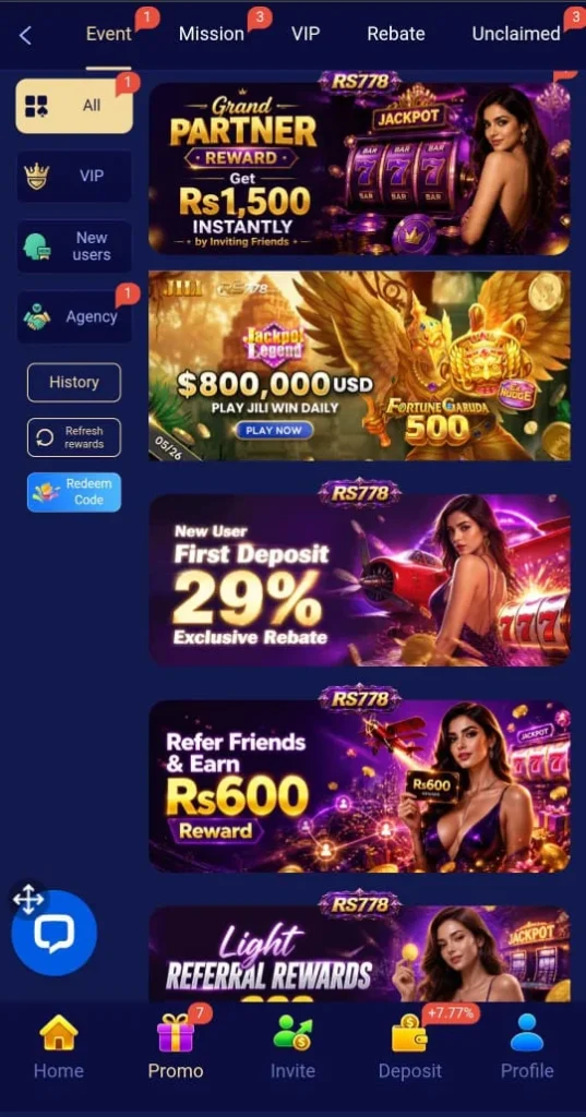 RS778 Game Promotional Events