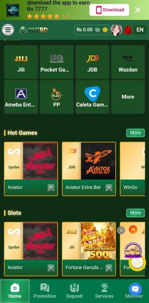 Hot Games in PAK5D Game